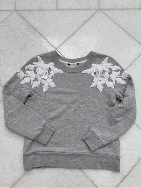 J. CREW Gray Floral-Appliqué Women's Sweatshirt, XS